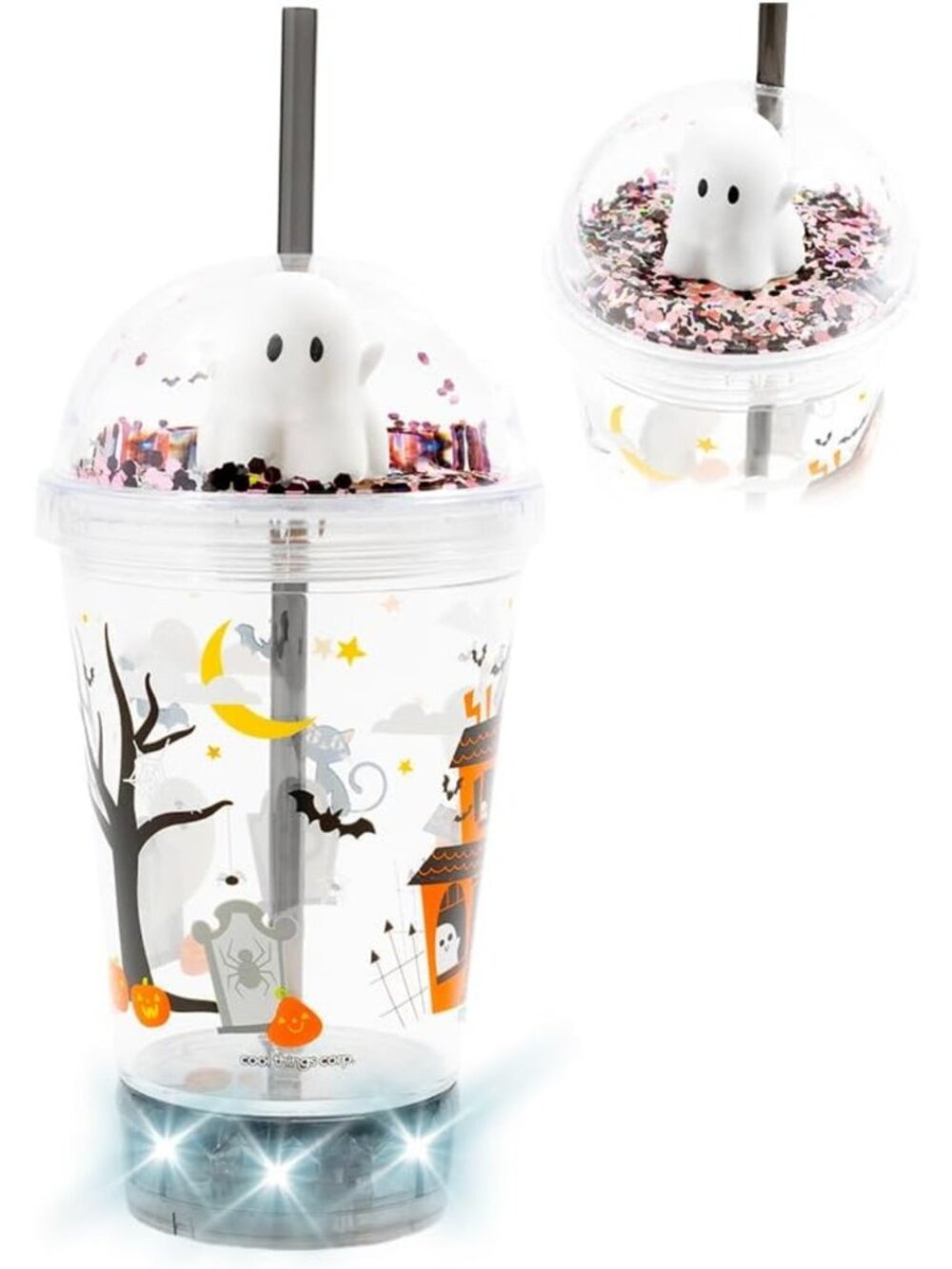 Light Up Dome Cup for Kids - Halloween Ghost Design, Fun Party Drinkware